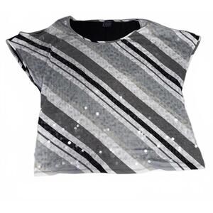 Faded Glory Women's Plus Size 2X Striped Sequin Top